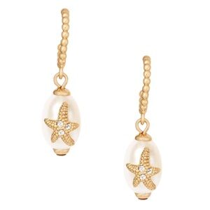 KATE SPADE • Sea Star Starfish Pearl Huggie Gold Earrings